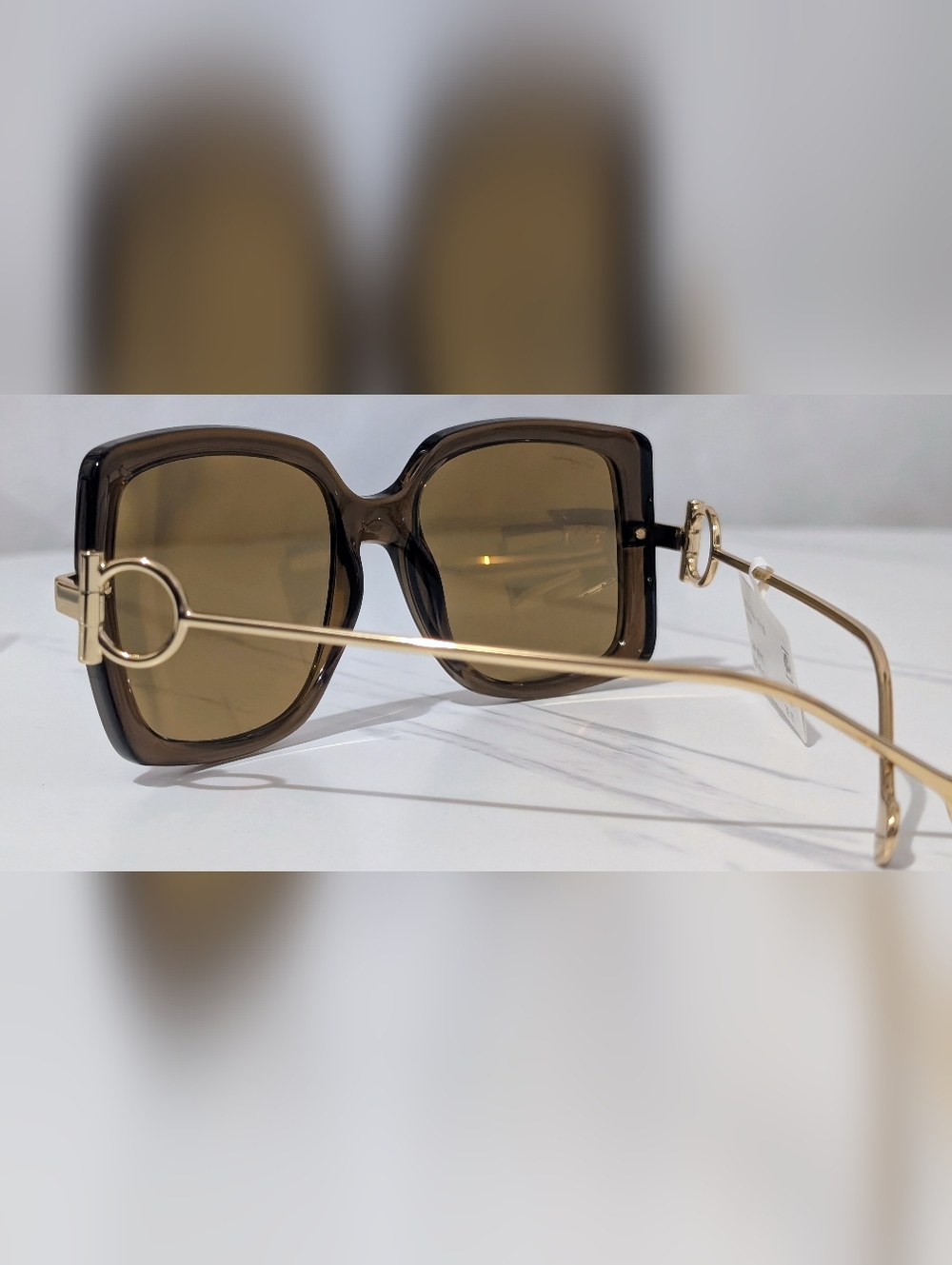 Salvatore Ferragamo SF913S Oversized Square Sunglasses Brown Gold New w/ Case - Picture 8 of 11